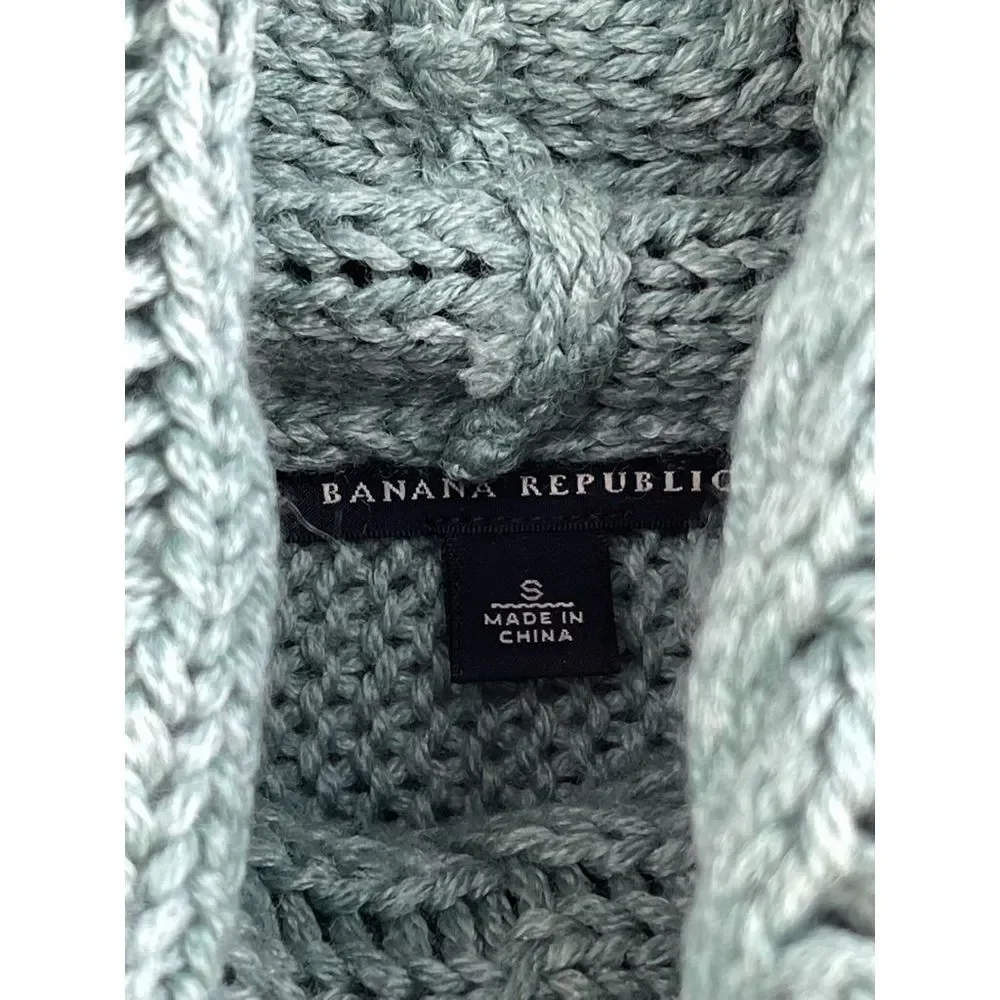 Banana Republic Sage Green Alpaca Wool Blend Chunky Turtleneck Sweater Size Smal - Picture 4 of 5